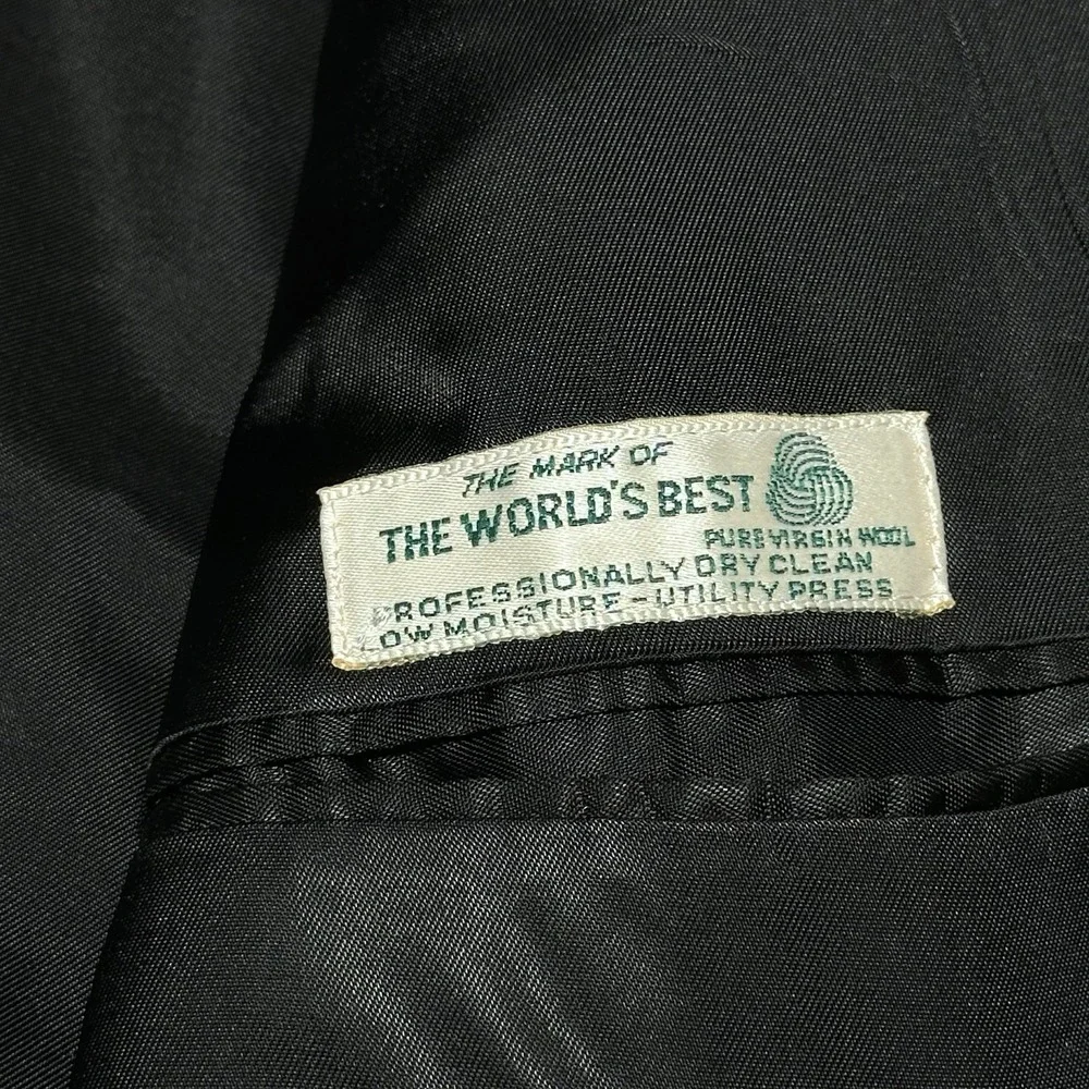 Vintage Austin Reed Blazer Mens 46L Gold Button Double Breasted Black‎ Wool